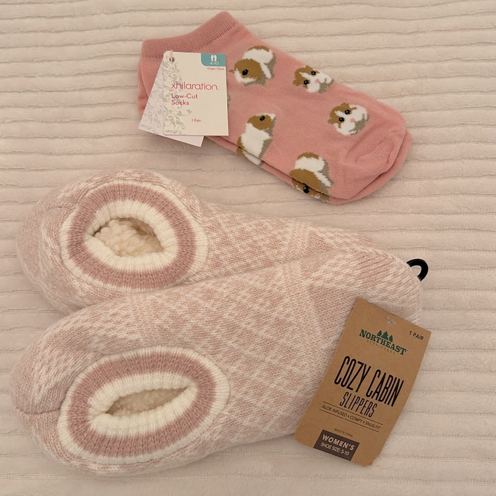 Warm and Cozy Socks and Slipper pair!! 💗 Brand New + Unused